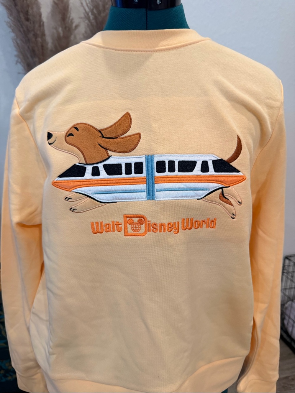 Walt Disney World Peach Monorail Dachshund Weiner Dog Embroidered Sweatshirt - Picture 3 of 3